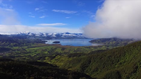 DRONE-VIDEO-OF-"LA-LAGUNA-DE-LA-COCHA"-IN-PASTO-NARIÑO-COLOMBIA-AT-SUNRISE