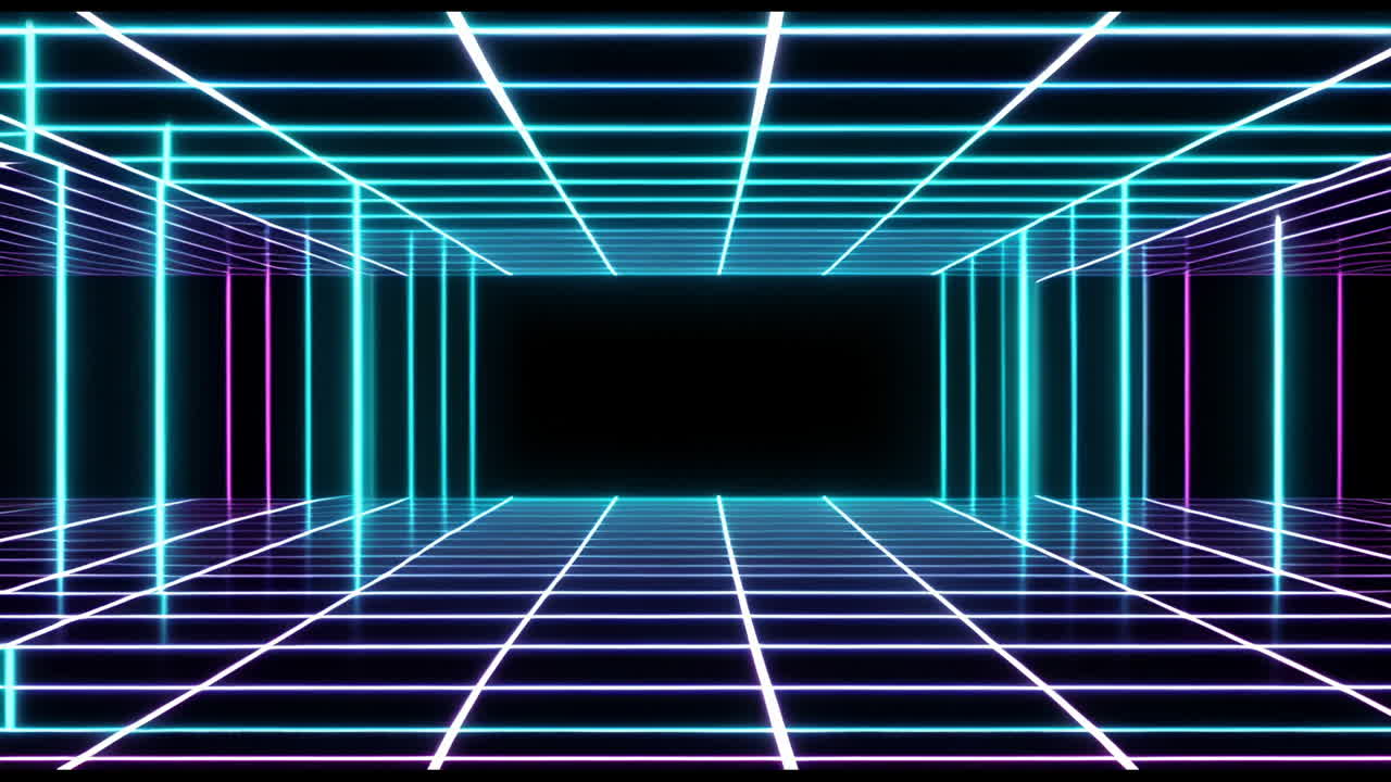 Neon Grid Tunnel Abstract Background