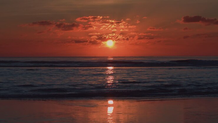 bight colorful sunset over the sea