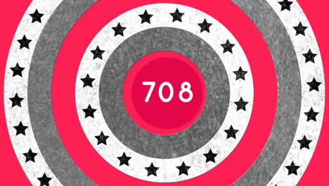 animation of numbers growing over american flag stars and coloured on circles