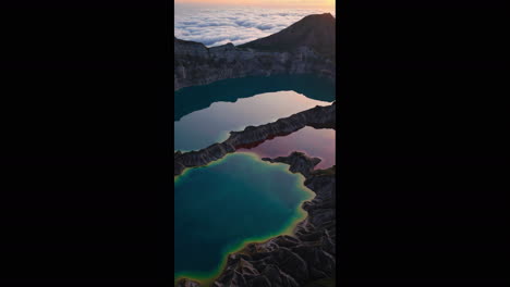 volcanic lakes and mountainous landscape at sunrise