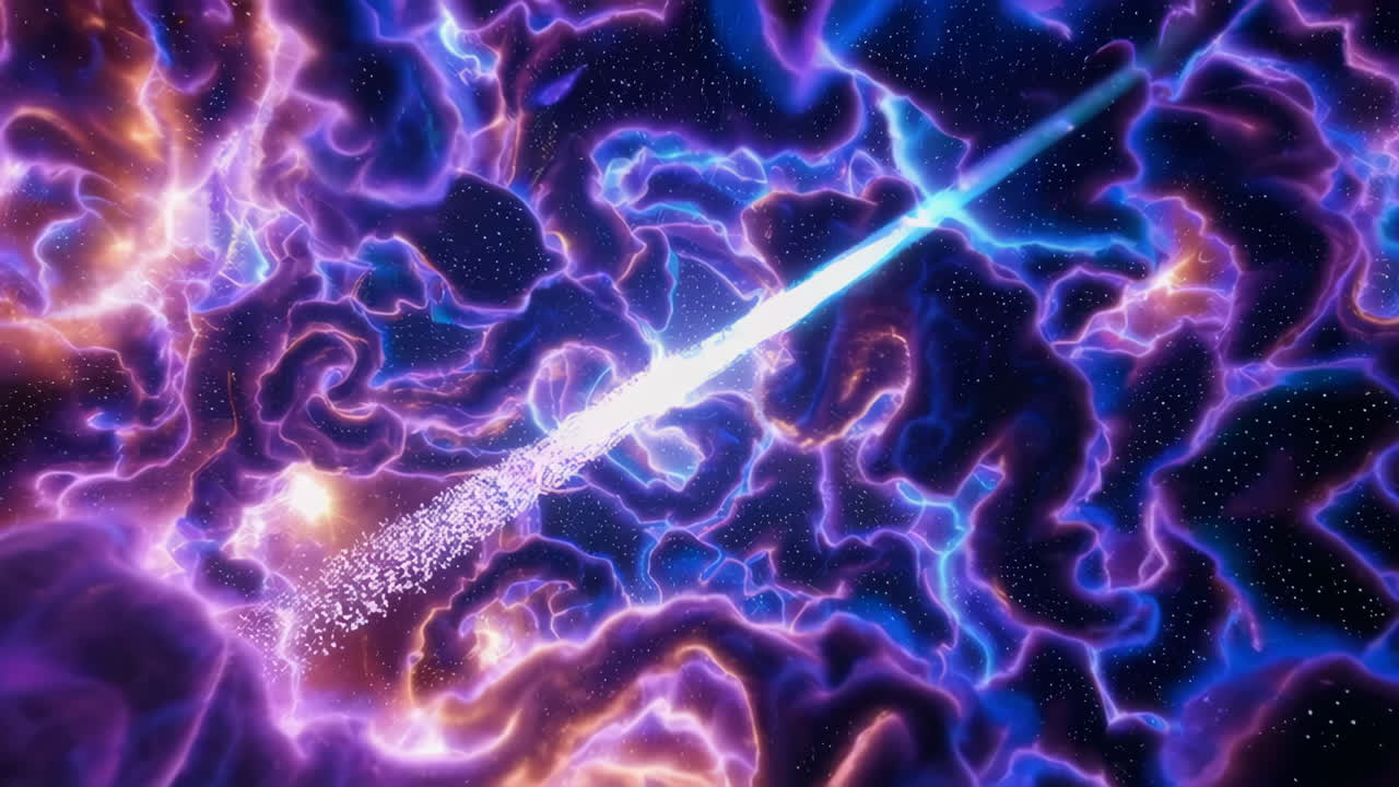 Vibrant Cosmic Energy Stream Through Nebula