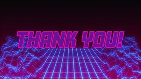 animation of thank you text over digital waves on black background