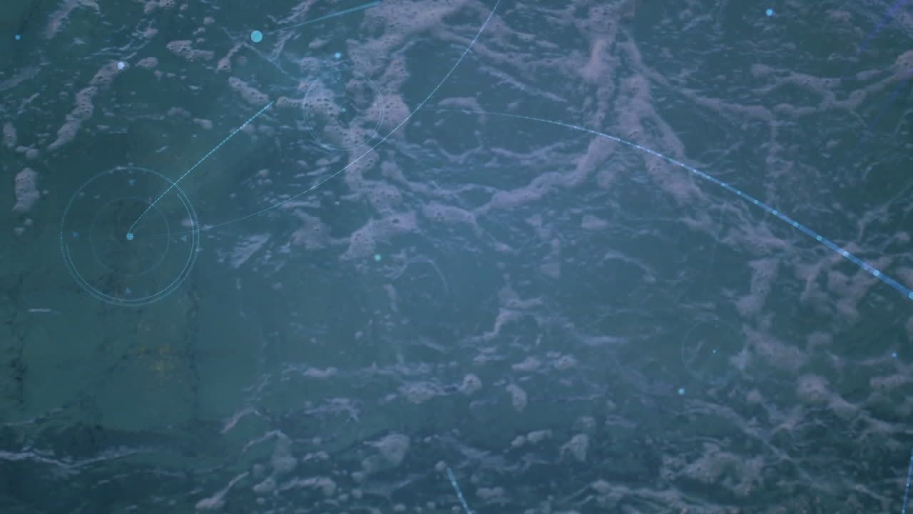 Animation of network of connections over fit female swimmer swimming