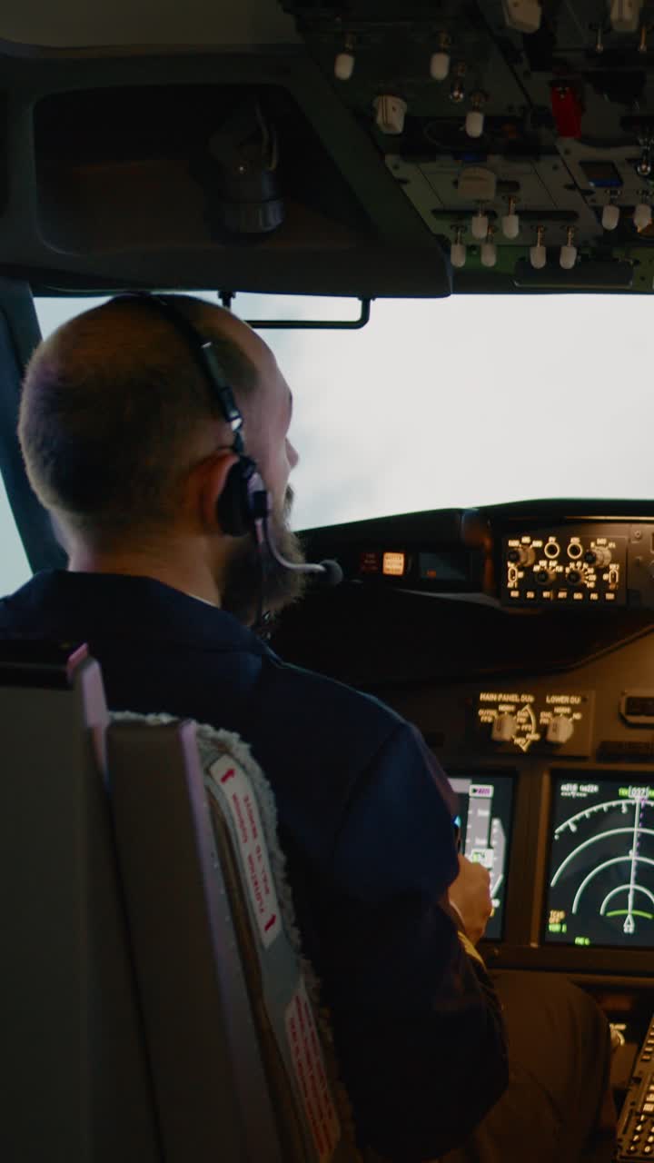 Pilot in an Airplane Cockpit
