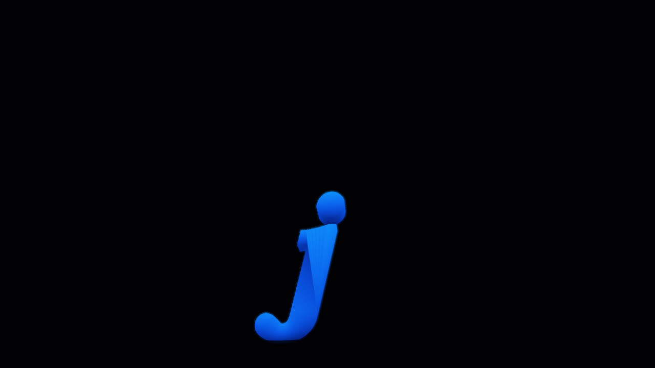 Blue Letter j Burning on Alpha Channel