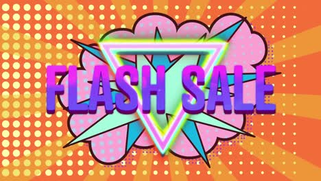 flash sale text on speech bubble against yellow and orange background