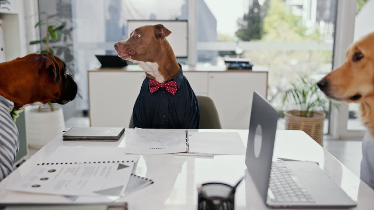 Dogs having a business meeting