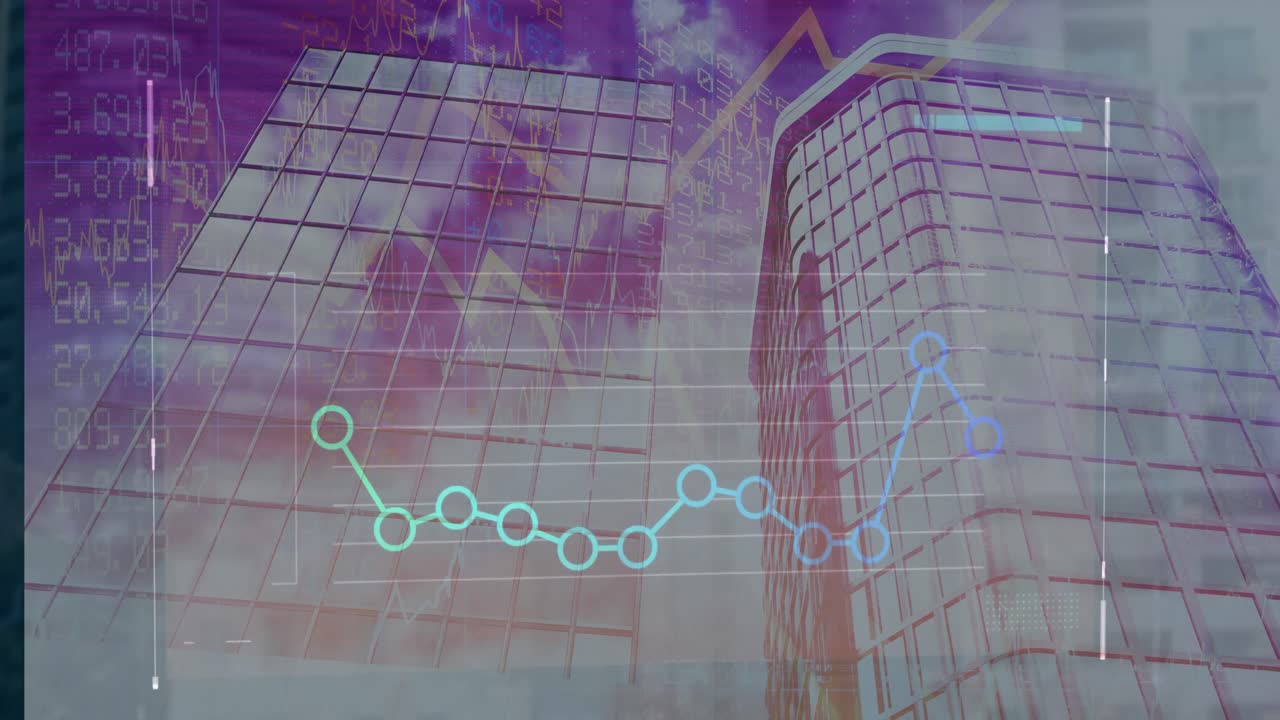 animación del procesamiento de datos sobre el paisaje urbano