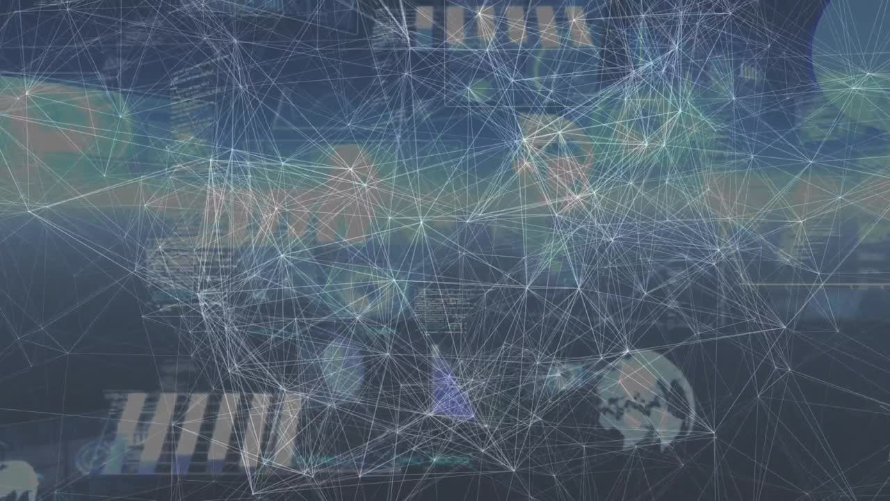 블랙 배경에 연결 네트워크와 데이터 처리의 애니메이션