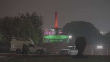 fountain near rashtrapati bhavan at night