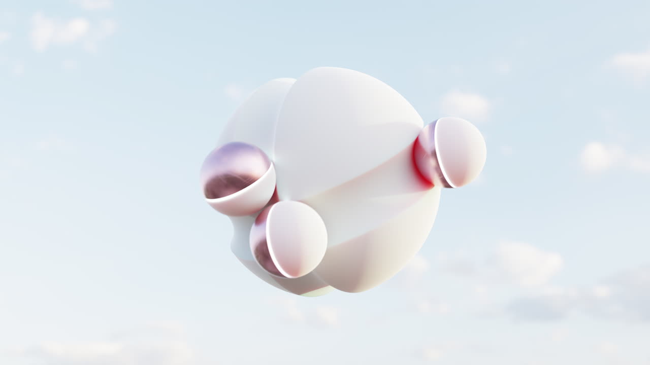 4K Video Animation. Balls moving around an abstract sphere.