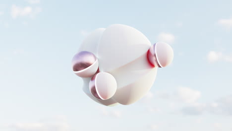 4k video animation. balls moving around an abstract sphere.