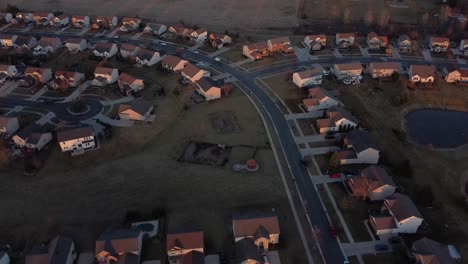 cozy private estate township in usa, aerial drone view