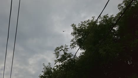 Helicopter-hovering-low-in-neighborhood-POV-Calgary-Alberta-Canada