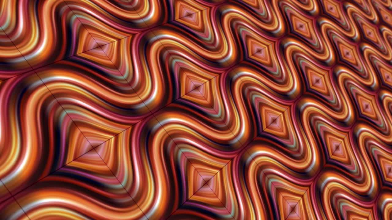 Abstract vintage ornamental fashionable art mosaic with dept of field effect. 4K 3D Grunge retro design with grid pattern. Seamless loop. Closeup video. For title intro, fashion background, vj loop.