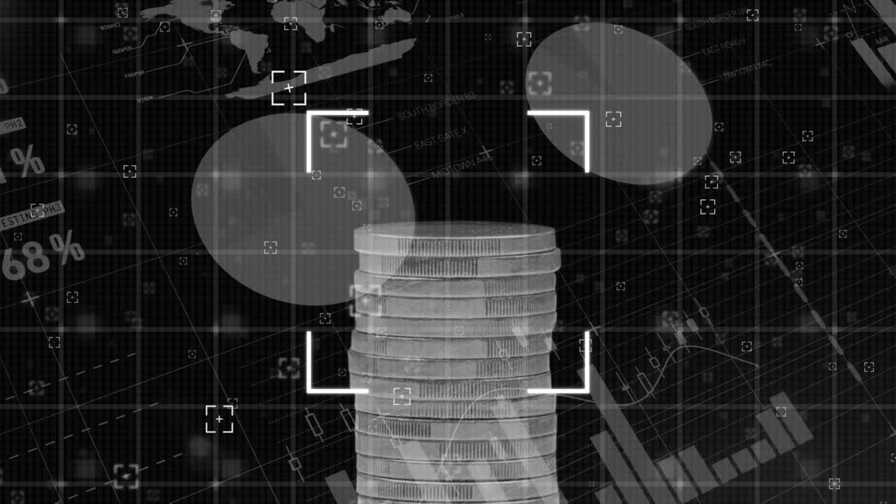 동전  ⁇ 어리 위의 금융 데이터 처리 애니메이션