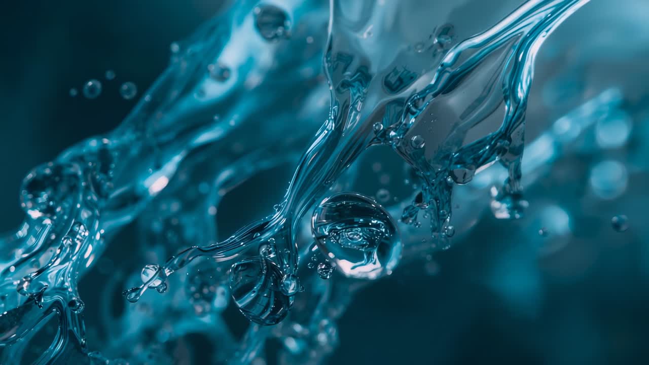 Starting sequence showing fluid streams flowing against dark teal ...