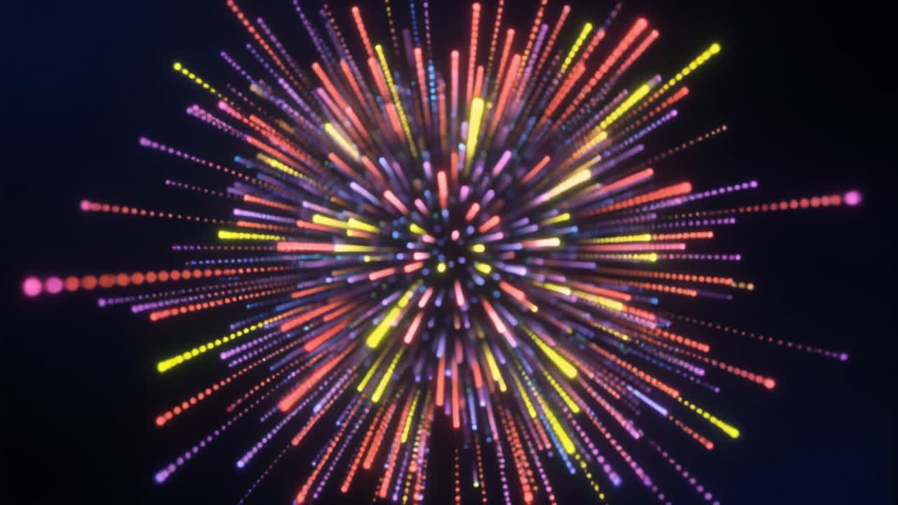 Vibrant Abstract Light Particles Bursting and Expanding