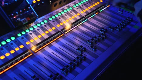 close-up of professional audio mixer