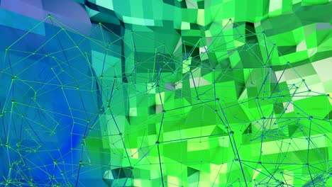 4k limpio bajo poli fondo animado en bucle. animación 3d sin costuras en estilo geométrico moderno con colores de gradiente modernos. fondo creativo simple. colores de gradientes azul verde, terreno 6