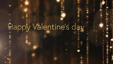 Video-of-happy-valentine's-day-text-over-glowing-hearts-falling-in-background