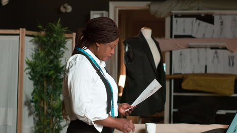 black woman in the tailor shop