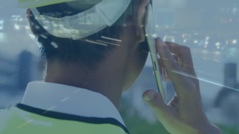 man using smartphone and traffic