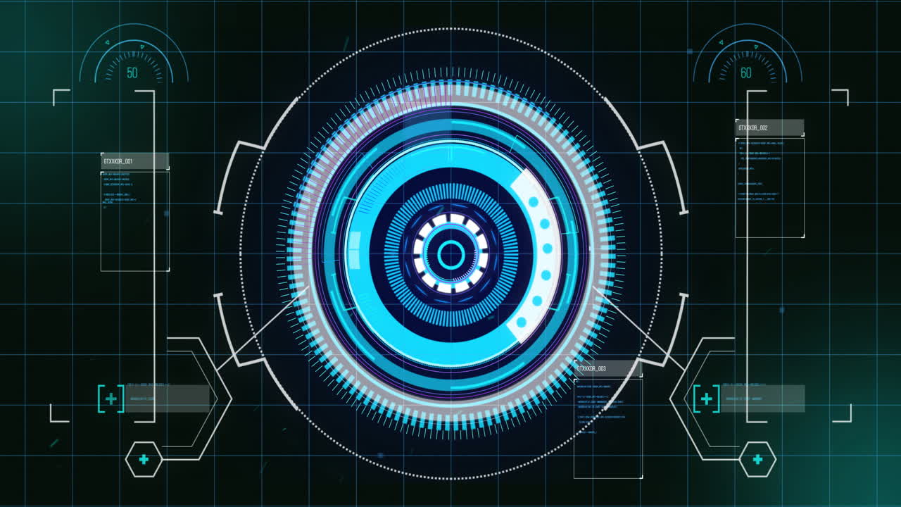 animación de un escáner circular giratorio sobre el procesamiento de datos sobre un fondo negro
