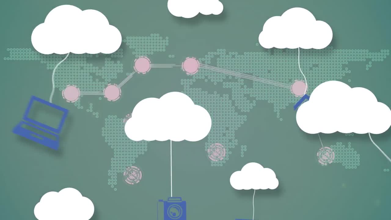 animación de la red de conexiones a través de iconos de medios