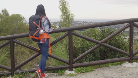 young woman with a backpack admiring the scenery