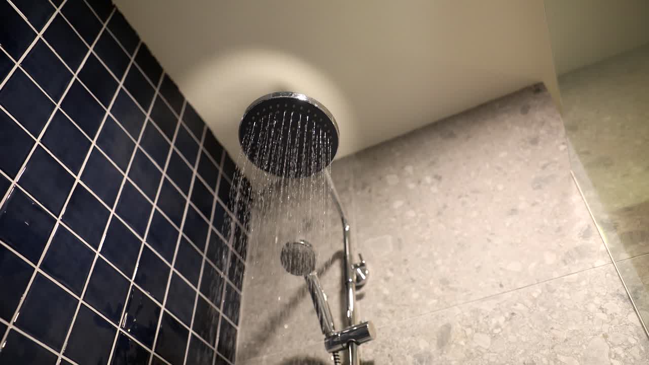 Shower running in a bathroom