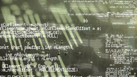 Digital animation of data processing and security chain against grey background