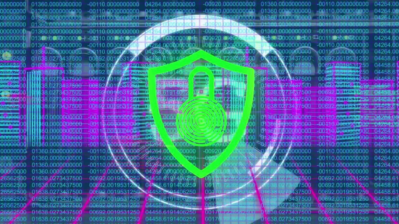 animación del símbolo del candado y el escudo durante el procesamiento de datos