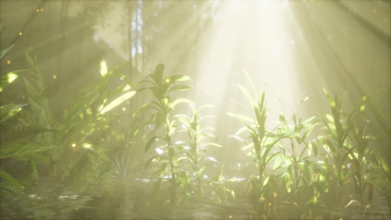 여름날 이른 아침 에 강 위 에 안개 가