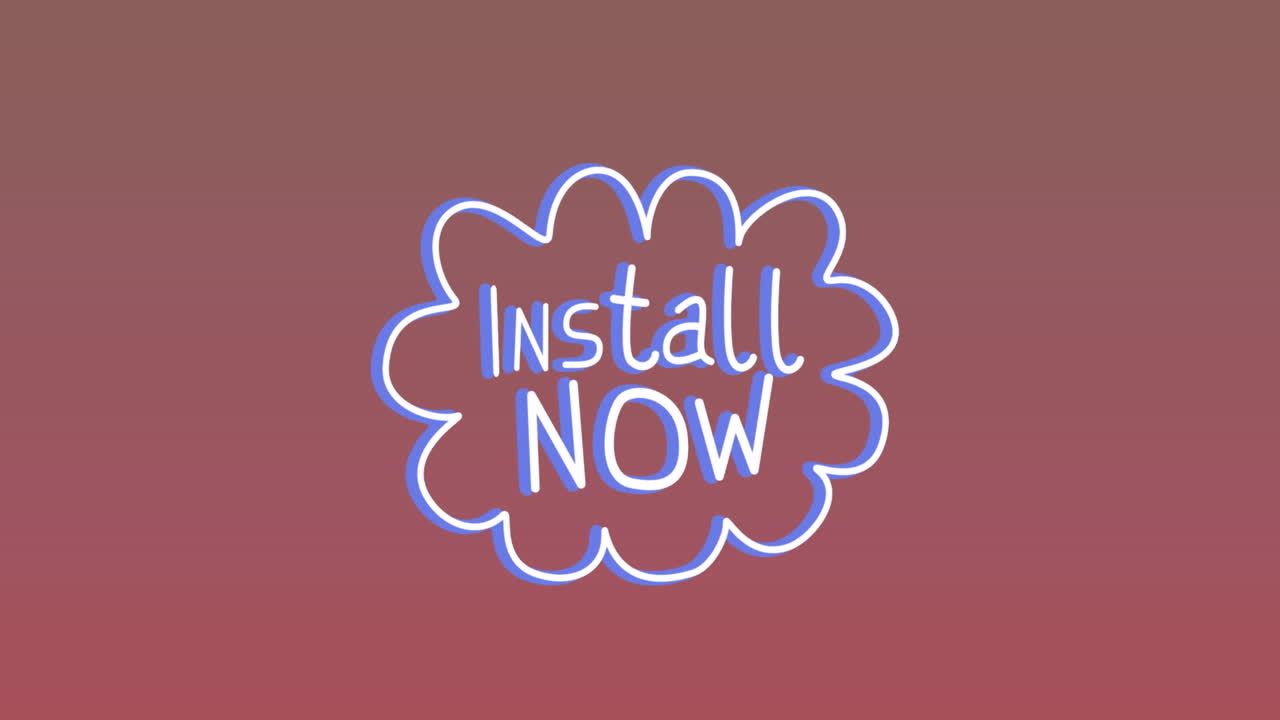 클라우드와  ⁇ 은 배경 위의 텍스트를 설치하는 애니메이션