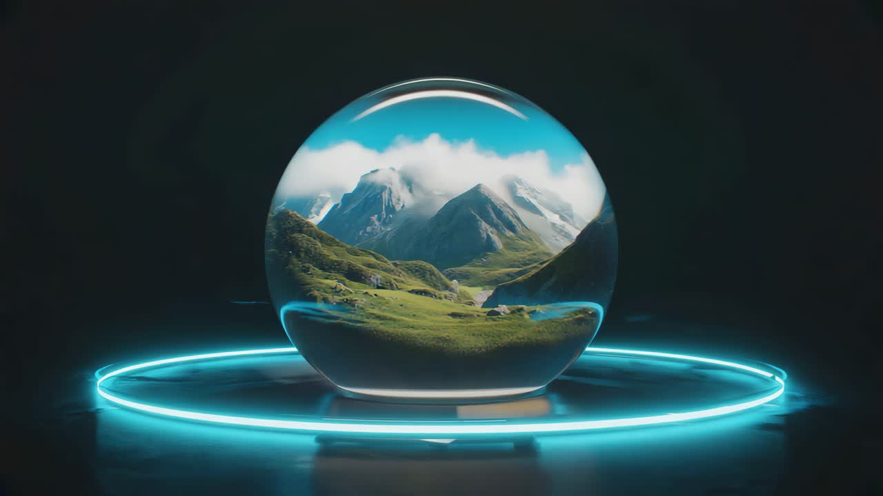 Landscape Globe with Neon Ring