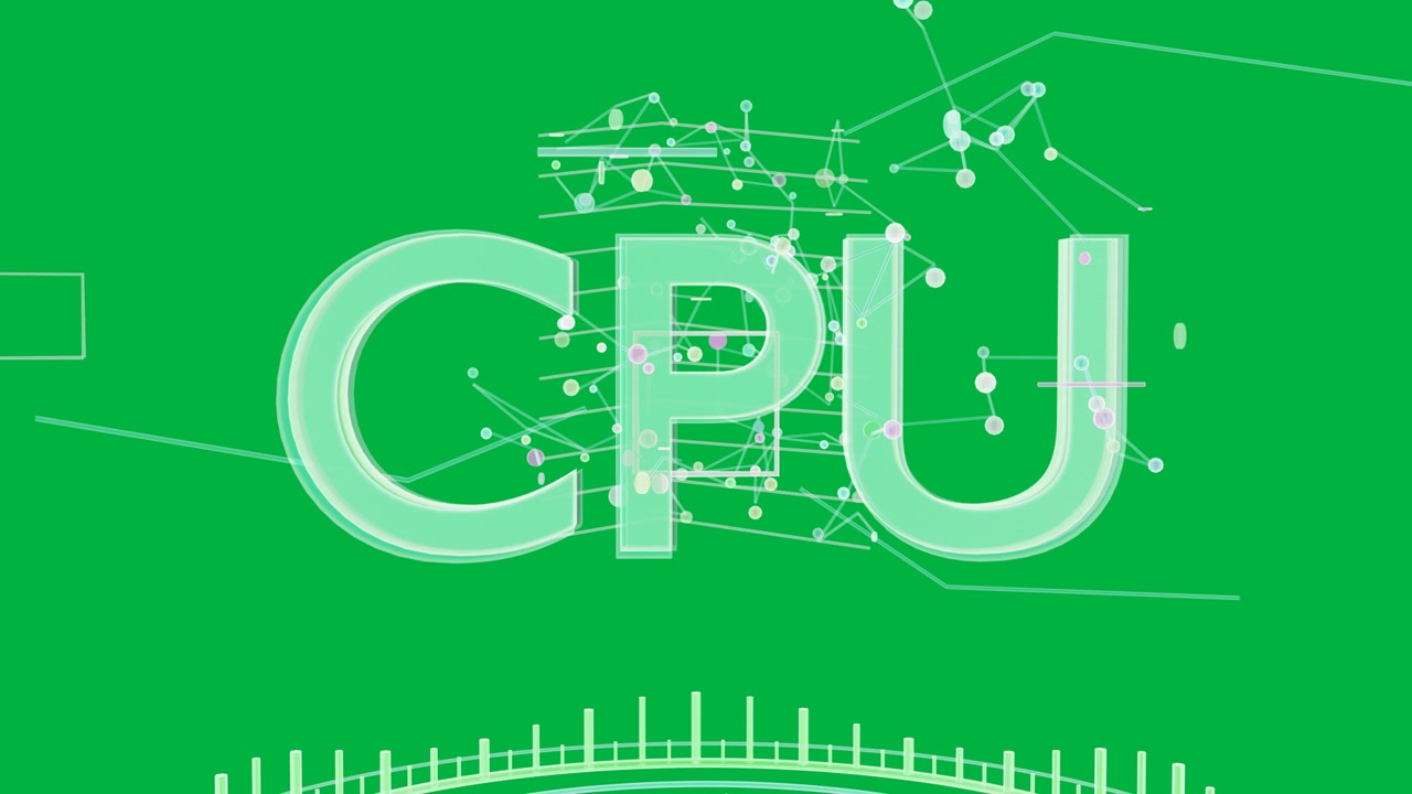 On start CPU label scaling and centering, particles forming network to show data flow, transparent