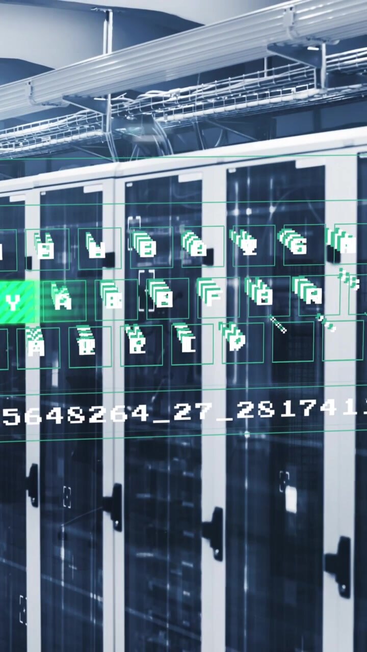 Animation of data processing against computer server room