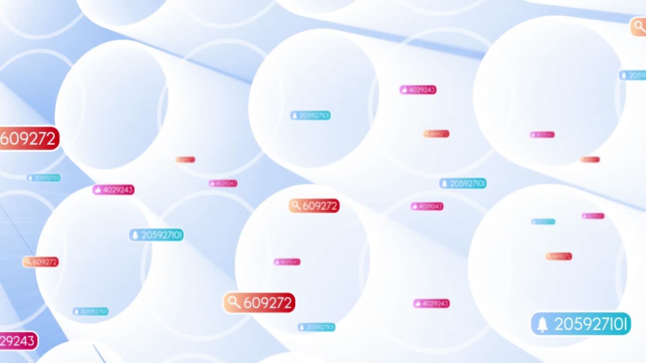 추상적인 패턴 위에 소셜 미디어 데이터 처리의 애니메이션