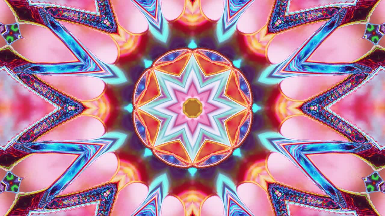 estilo 3d en bucle abstracto bg con estructura ondulada. patrón iridescente simétrico líquido como caleidoscopio con ondas de vidrio líquido brillante con hermosos colores de gradiente. 4k