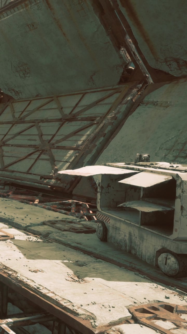 Old concrete structure shows signs of age and decay during daylight hours