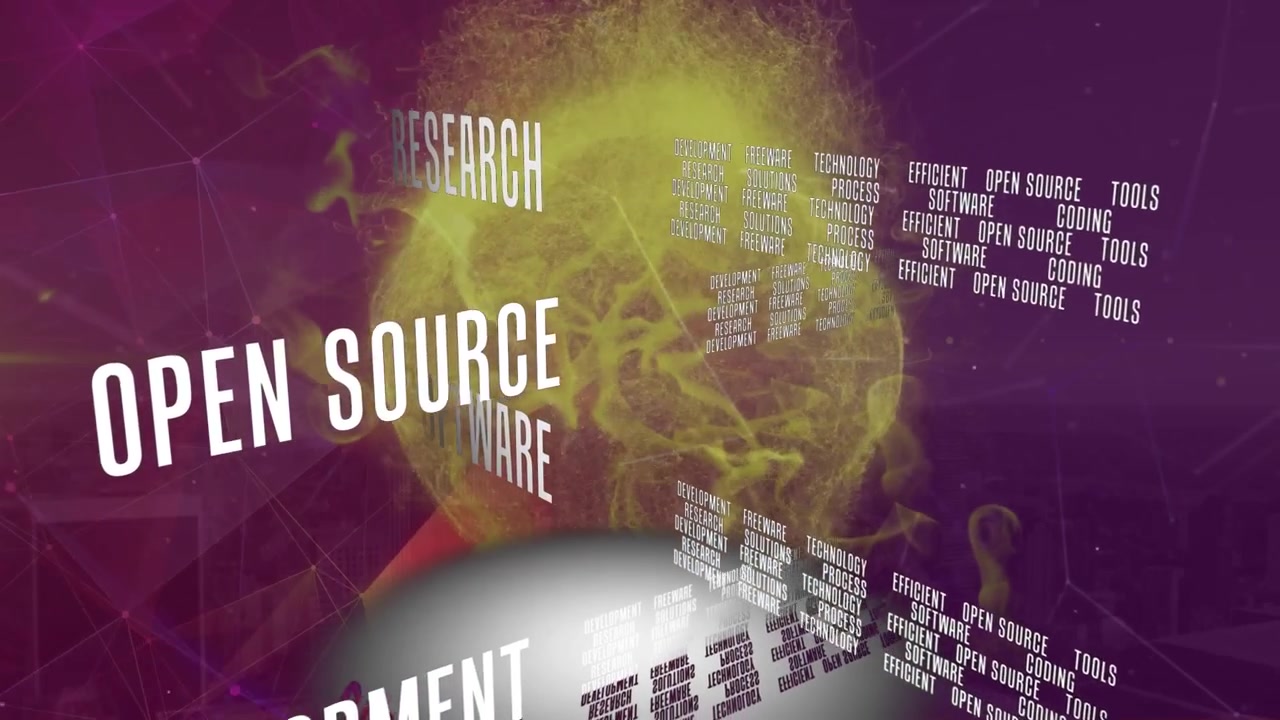 Graphiques animés abstraits présentant des concepts de logiciels open source