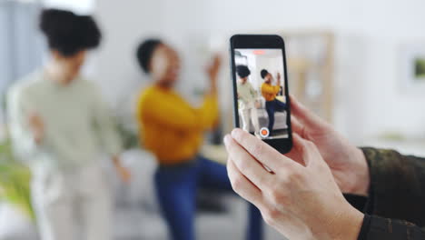 filming, dance and phone screen for a video