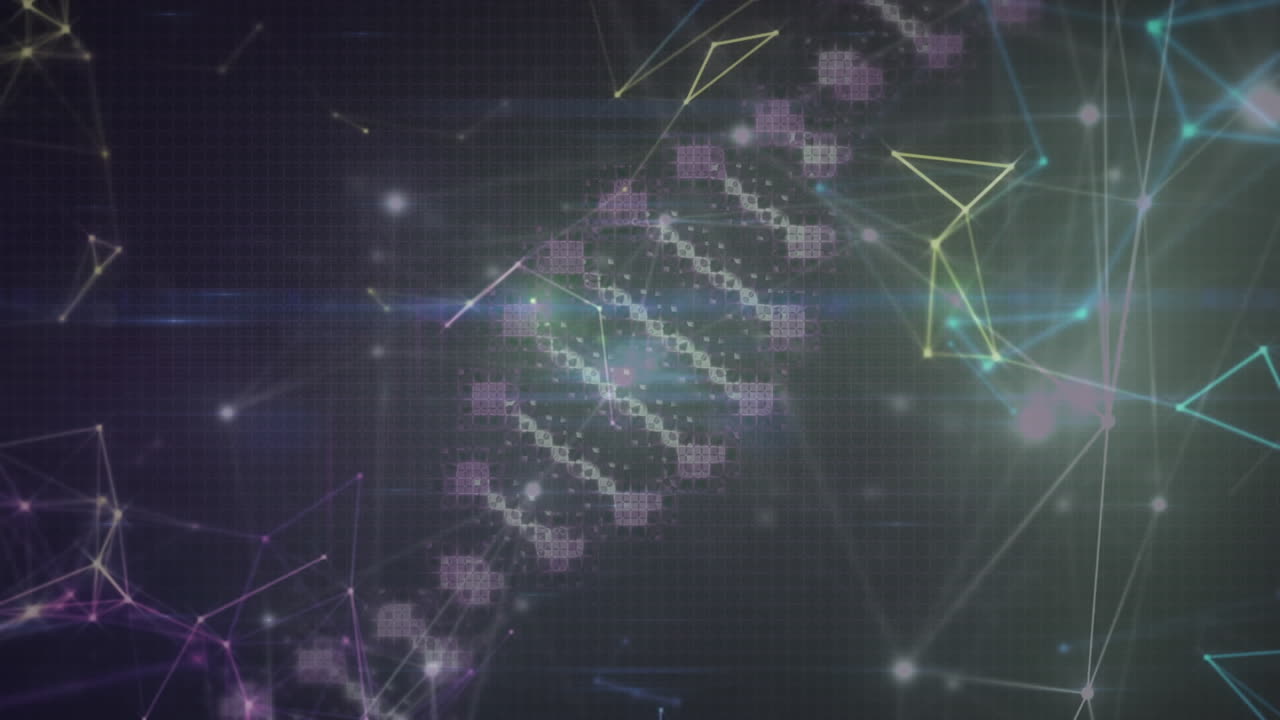 연결 네트워크를 통해 dna 가닥의 애니메이션