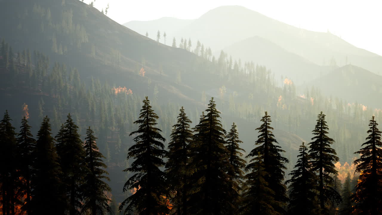 A View of a Foggy Mountain Range