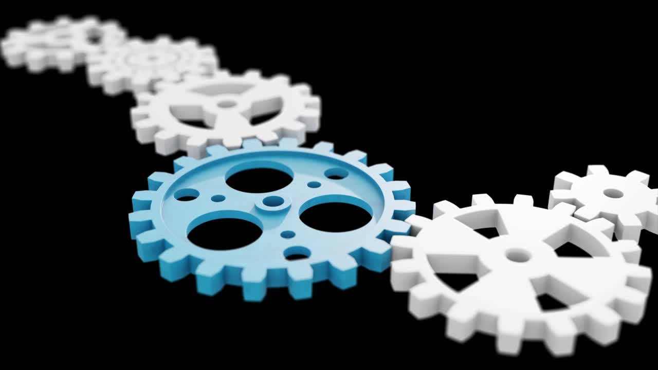 video de fondo industrial con engranajes. animación en 3d.
