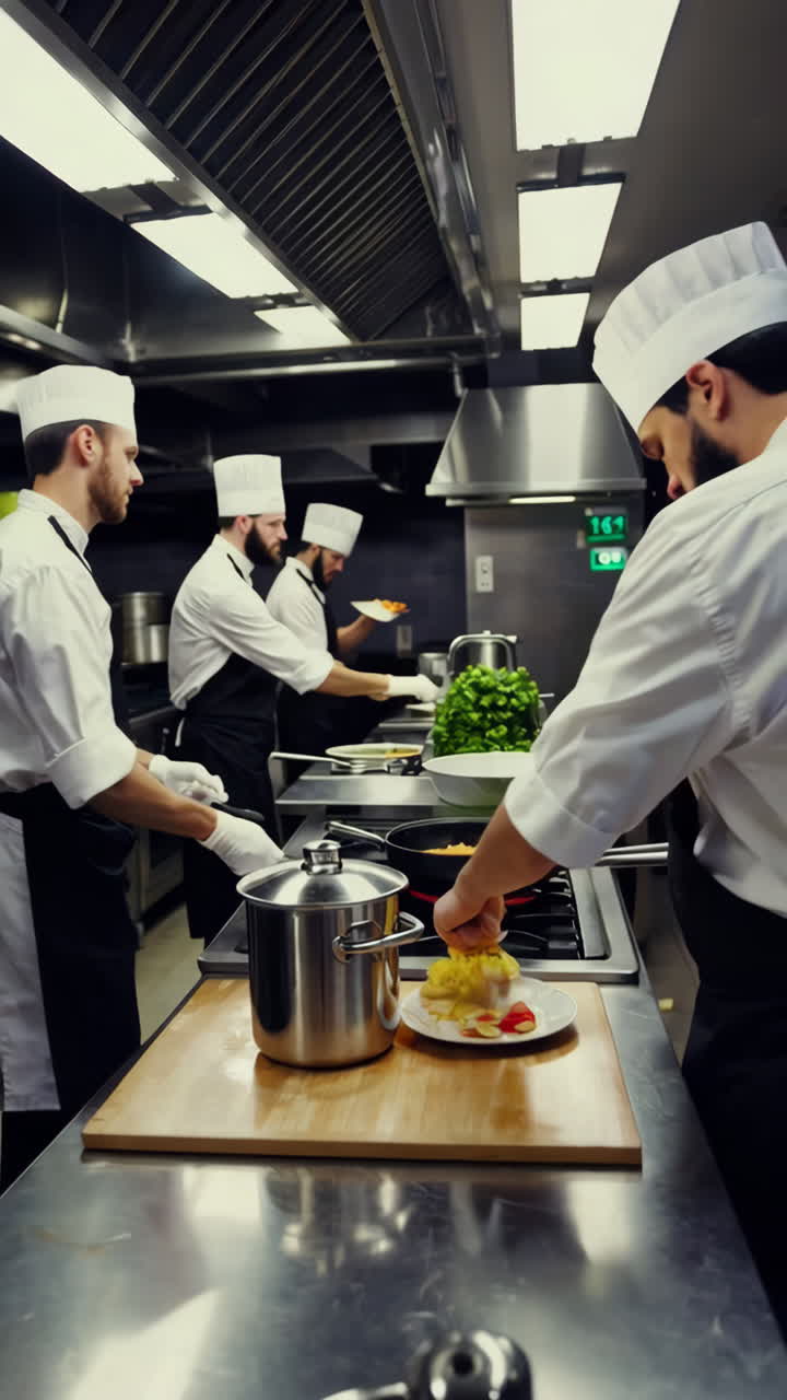 Professional Chefs Cooking in a Restaurant Kitchen