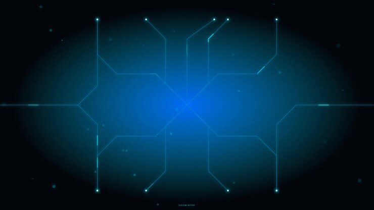 Sfondo astratto di circuito stampato digitale con linee dati luminose