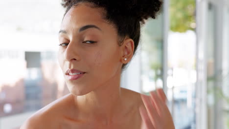 makeup, portrait and woman with brush for beauty